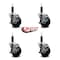 Service Caster 3.5'' Soft Rubber Swivel 1'' Expanding Stem Caster Set with Brake, 4PK SCC-EX20S3514-SRS-TLB-1-4 - alternate 3